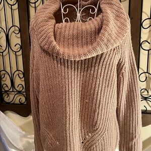 Rue21 Chunky Knit Cowl Neck Sweater in Warm Tan